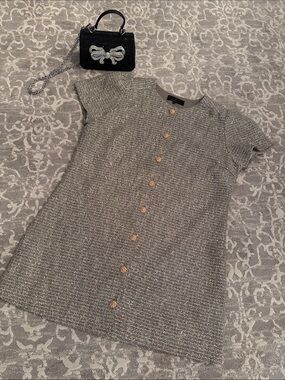 Abbey Glass Tweed Button-Front Dress